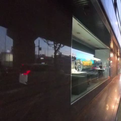 Wheel display viewed through the window
